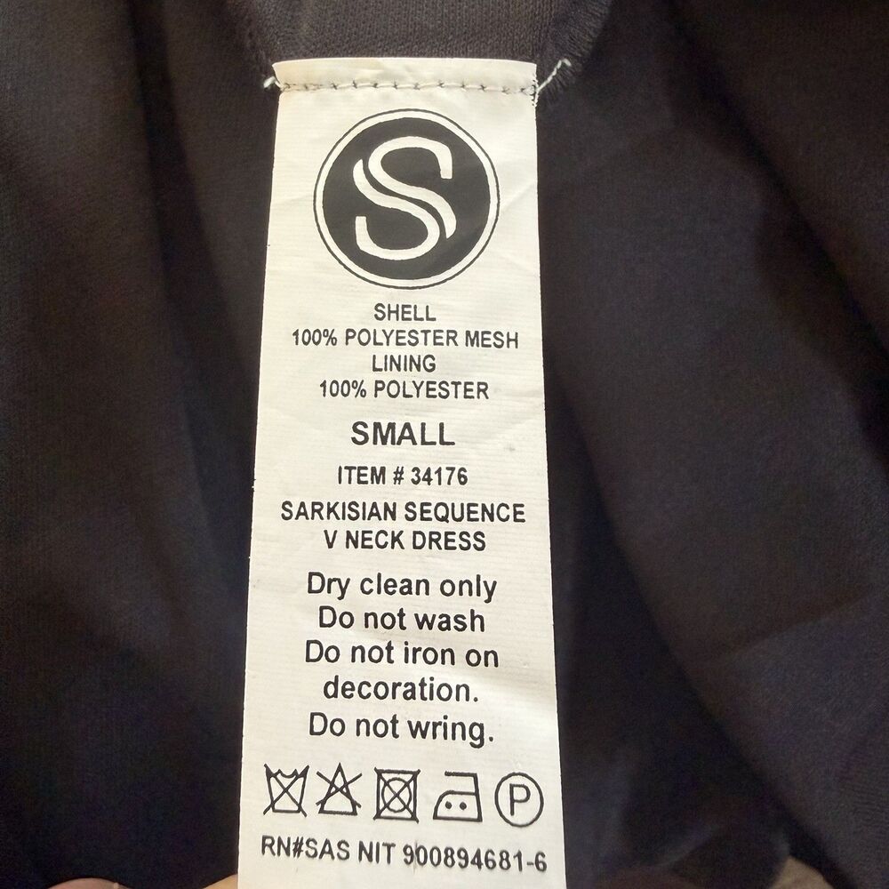 SETA Sarkisian Dress Small NWT Black Gold Sequin Embellished Deep V Maxi Gown - Picture 16 of 16